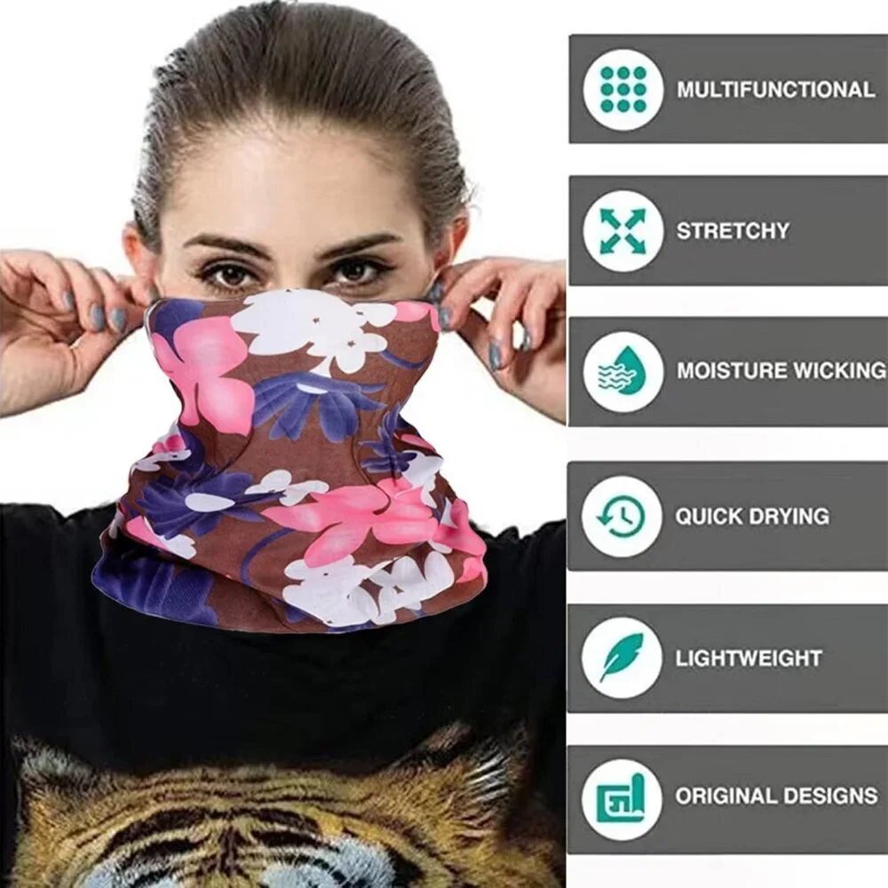 Neck Gaiter Masks Tube Scarf Seamless Bandanas Buffs Gators Face Covering